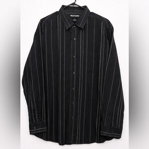 Men's Black Pinstripe Casual Button Down Shirt